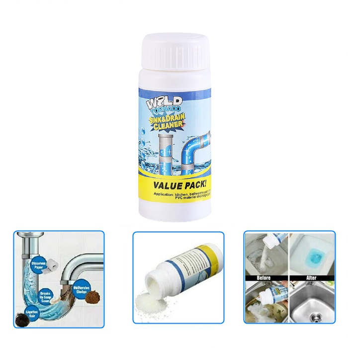 Wild tornado sink and store drain cleaner